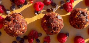 Chocolate Raspberry Protein Bites