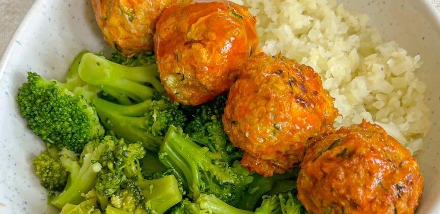 Healthy Turkey Zucchini Buffalo Meatballs