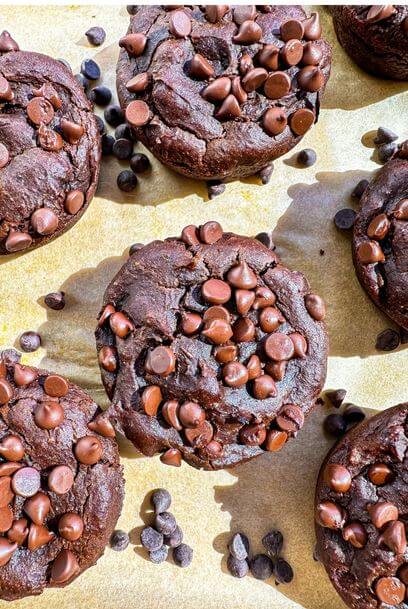 Flourless Double Chocolate Pumpkin Muffins