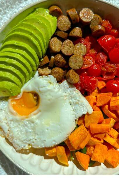 healthy sweet and savory breakfast bowl