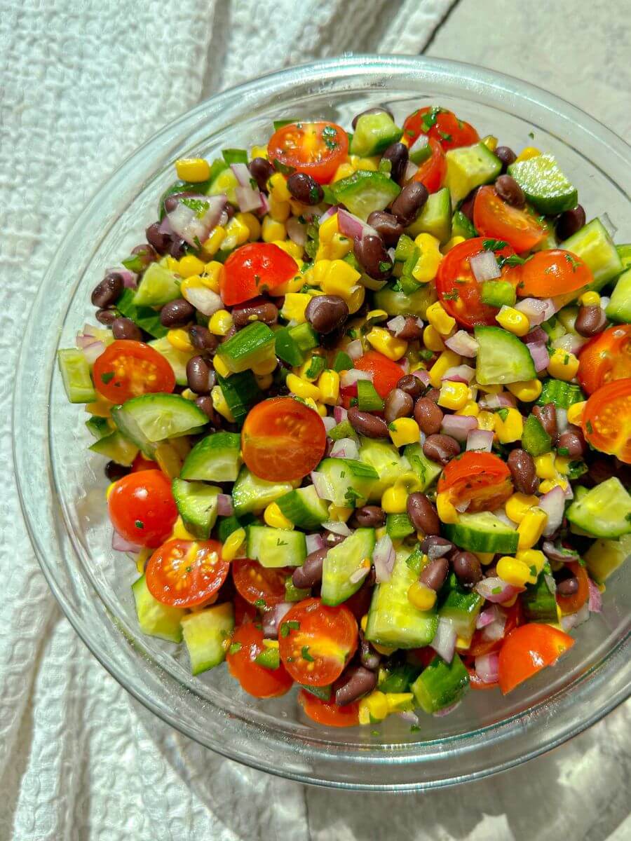 Cucumber Corn & Black Bean Salsa Salad