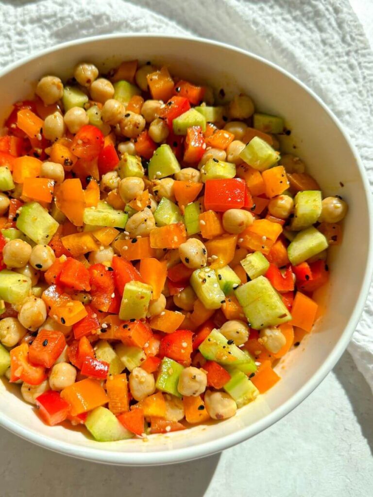 Spicy Ginger Cucumber Pepper And Chickpea Salad Laura Live Well