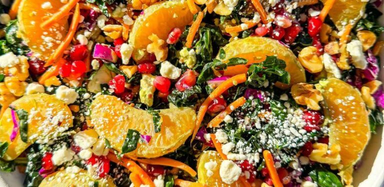 Winter Kale Salad with Orange Dijon Tahini Dressing