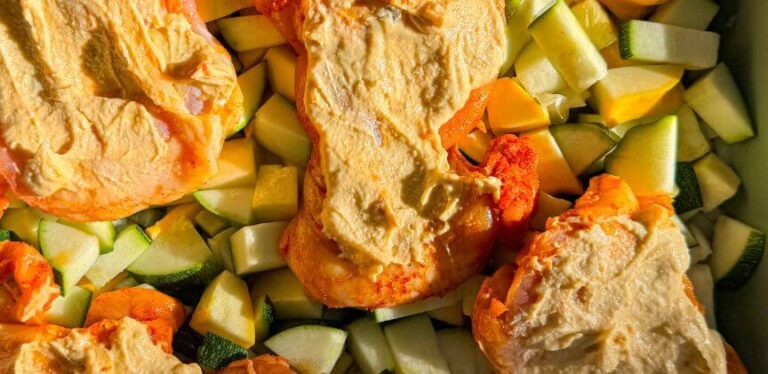 Sheet Pan Hummus Chicken and Veggies