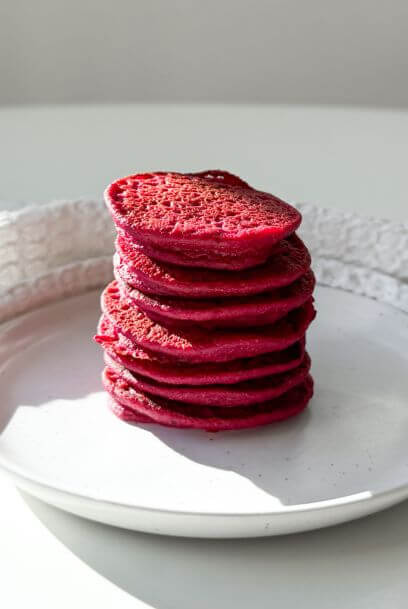 Pink Beet Protein Pancakes (baby/toddler friendly) gluten-free, dairy-free, baby-led weaning, toddler meals 