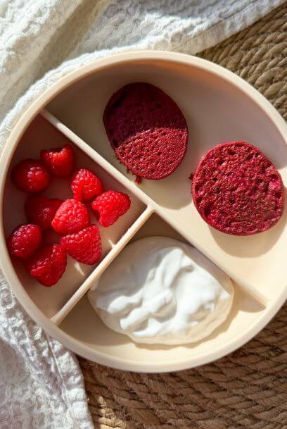 Pink Beet Protein Pancakes (baby/toddler friendly) gluten-free, dairy-free, baby-led weaning, toddler meals 